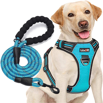 Upgrade Your Dog Walks! 🌟 Adjustable No Pull Harness + Free 5Ft Leash for Medium & Large Dogs 🐾💙 Perfect for Comfort & Control!