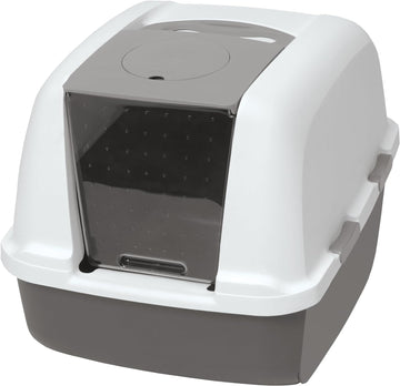 Say goodbye to litter mess! 🐾 Check out the Airsift Jumbo Hooded Litter Pan in Warm Gray/White – perfect for larger cat families! 🐱✨ Easy access for cleaning and ultimate privacy for your furry friends!
