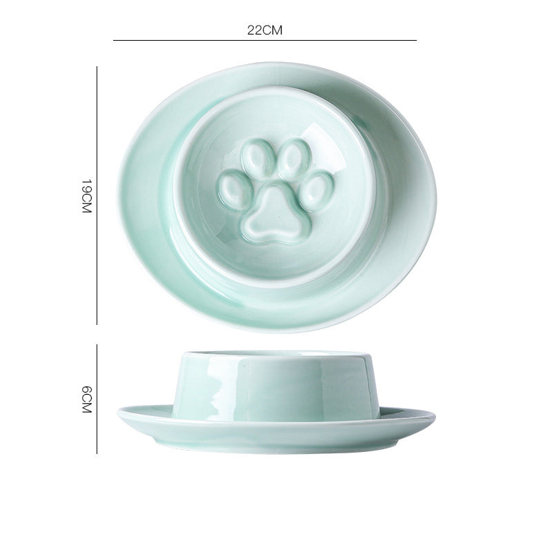 Anti-Choking Slow Food Basin Slow Food Bowl Cat Dog Neck Protection Dog Food Basin Pet Rice Basin Cat Bowl Anti-Knock Ceramic