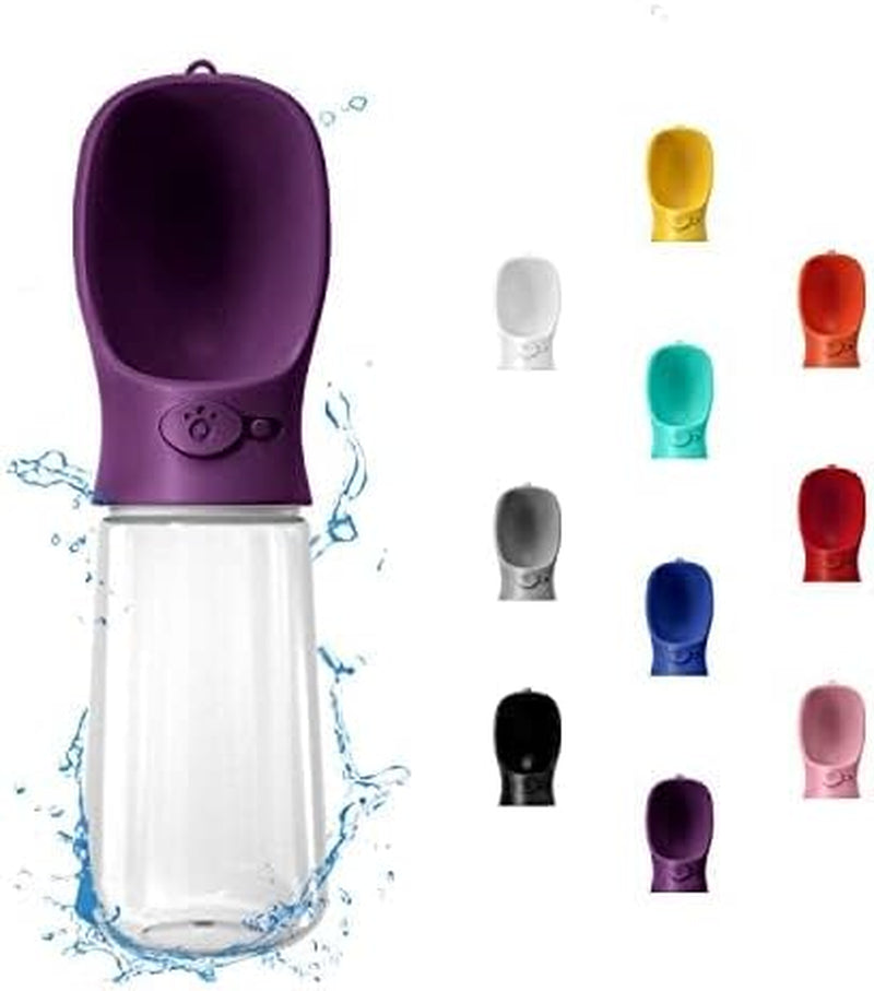 Portable Dog Water Bottle, 12 OZ, Leak Proof Puppy Water Dispenser with Drinking Feeder for Pets Outdoor Walking, Hiking, Travel, Food Grade Plastic