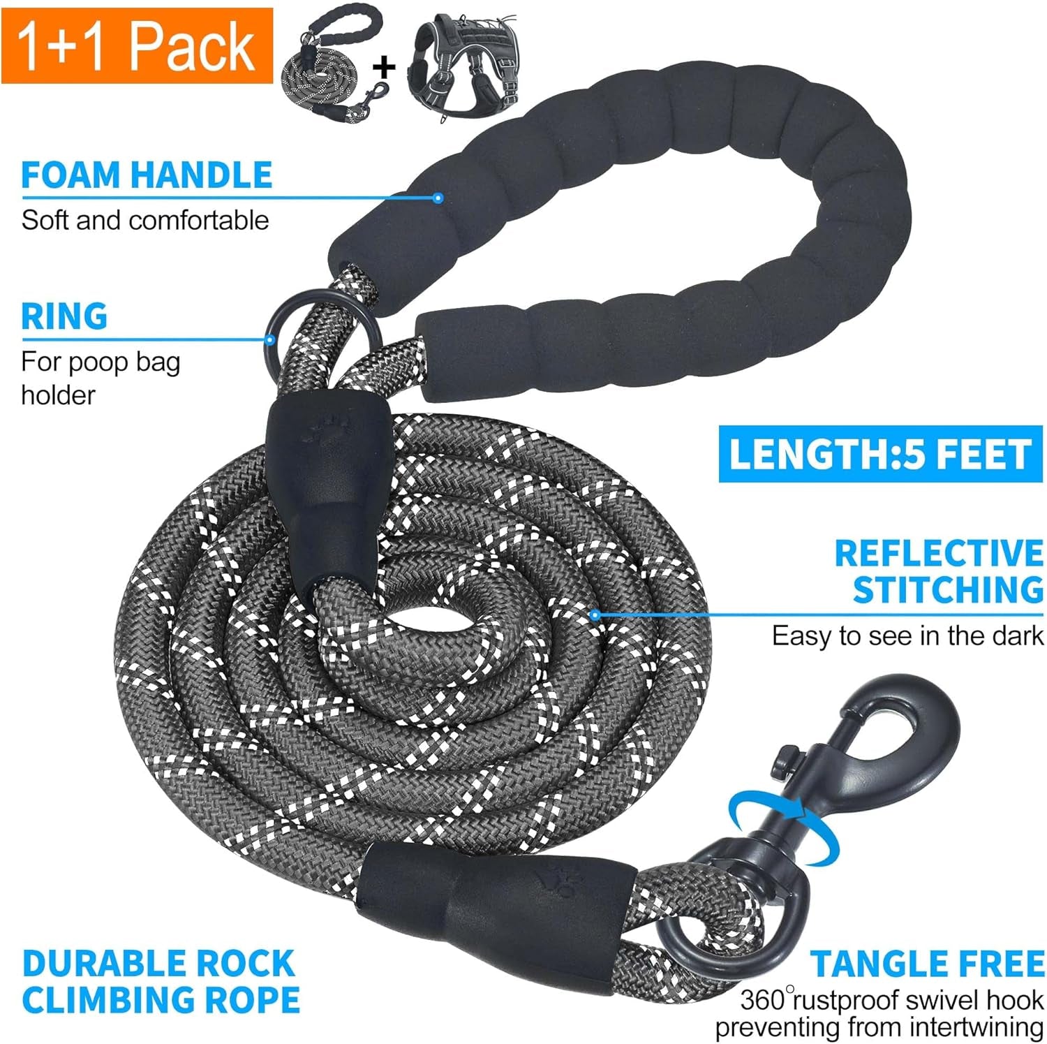 Unleash Adventure with Our Heavy Duty Tactical Dog Harness for Large Dogs! 🐾 No Pull, Adjustable, Reflective & Perfect for Training! 🖤 #K9 #DogLovers #PetGear