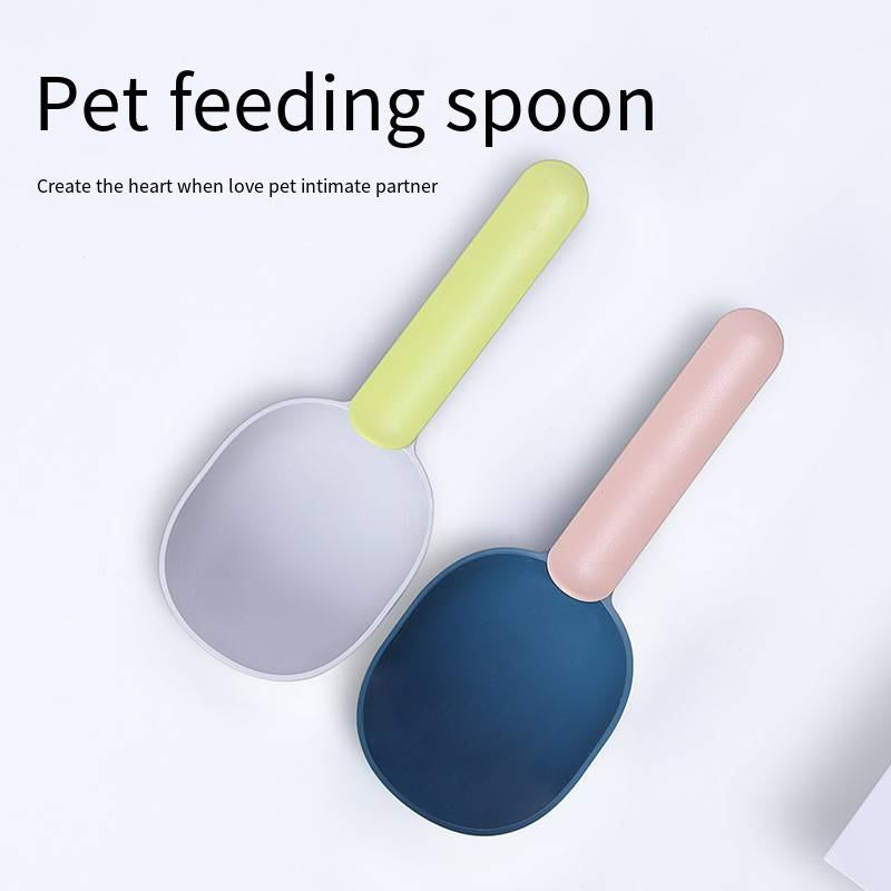 Ergonomic Pet Food Scoop with Clip Handle - Perfect for Cats, Puppies & Small Dogs - 1 Cup Measuring Spoon with Long Handle for Easy Feeding