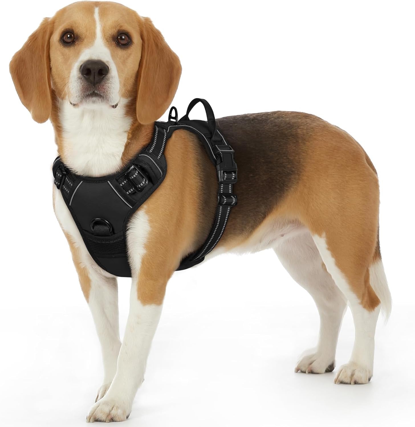 Say goodbye to pulling on walks! 🐾 Check out our comfy, adjustable dog harness for large pups! 🌟 Features reflective strips, a control handle, and no choke design. Perfect for your adventures together! 🐕✨ #DogLovers #PetGear #NoPullHarness