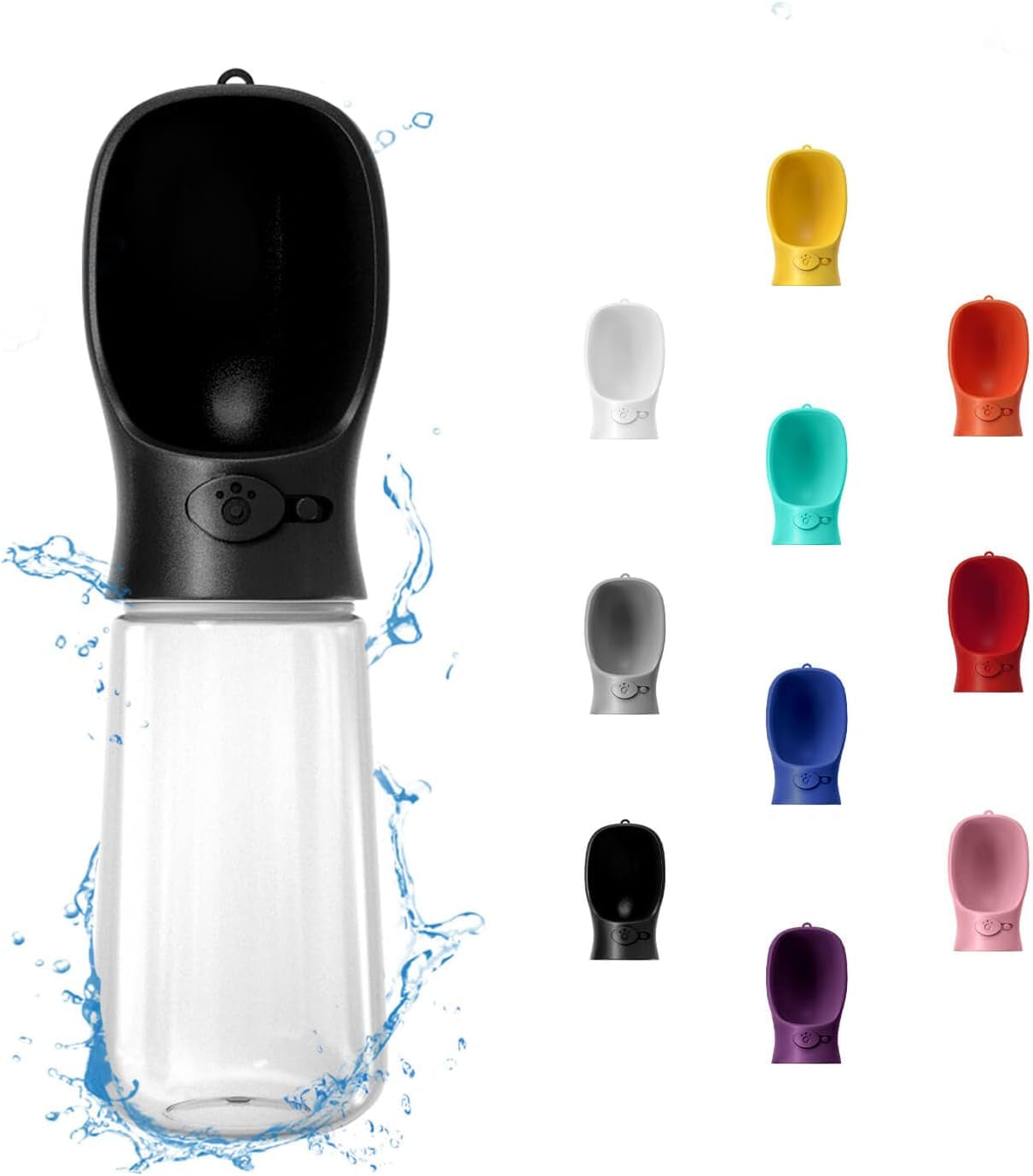 Portable Dog Water Bottle, 12 OZ, Leak Proof Puppy Water Dispenser with Drinking Feeder for Pets Outdoor Walking, Hiking, Travel, Food Grade Plastic
