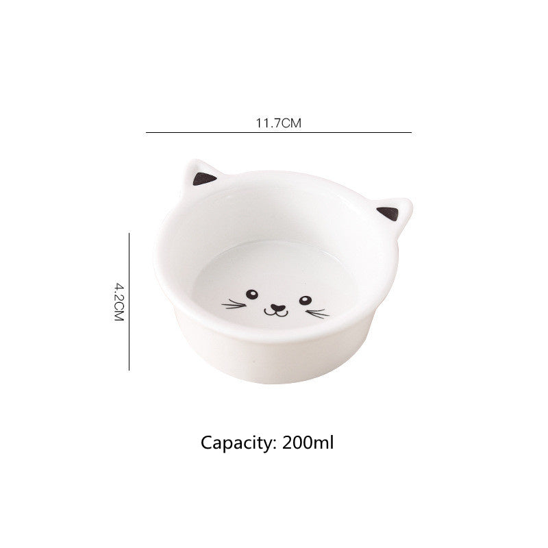 Ceramic Small Cat Face Shape Pet Food Bowl Cat Bowl Dog Bowl Universal and Easy to Clean