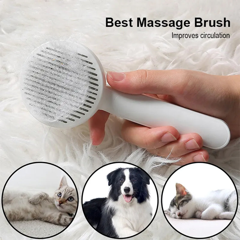 Pet Self Cleaning Cat Brushes, Cat Grooming Brush for Dogs Cats for Long Haired & Short Hair Gently to Remove Loose Undercoat, Mats Tangled