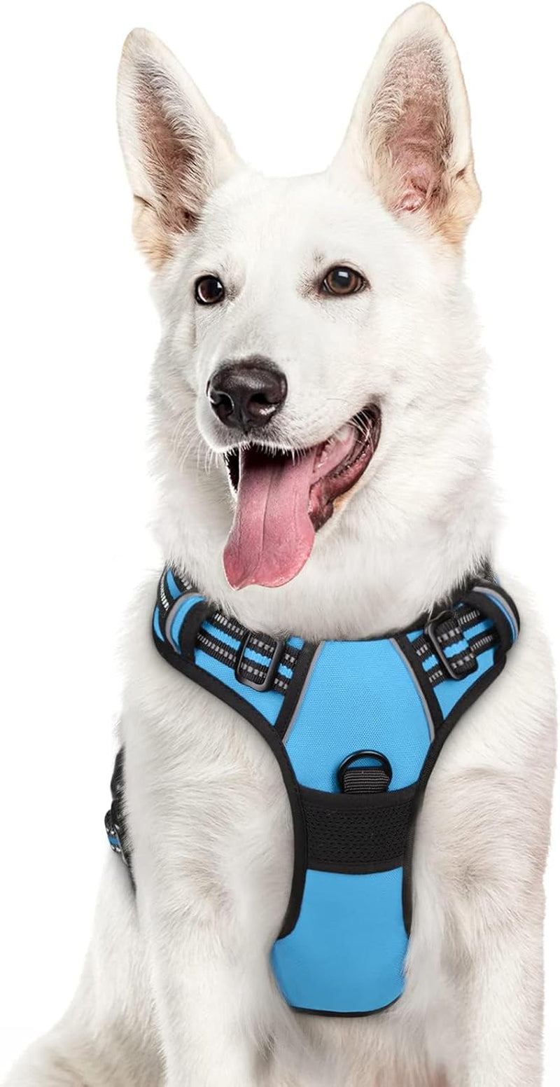 Say goodbye to pulling on walks! 🐾 Check out our comfy, adjustable dog harness for large pups! 🌟 Features reflective strips, a control handle, and no choke design. Perfect for your adventures together! 🐕✨ #DogLovers #PetGear #NoPullHarness