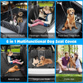6-In-1 Dog Car Seat Cover for Back Seat, Waterproof Dog Car Hammock with Mesh Window & Side Flap, Pet Backseat Protector for Car, SUV, Truck