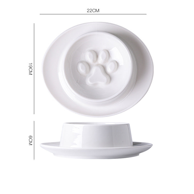 Anti-Choking Slow Food Basin Slow Food Bowl Cat Dog Neck Protection Dog Food Basin Pet Rice Basin Cat Bowl Anti-Knock Ceramic