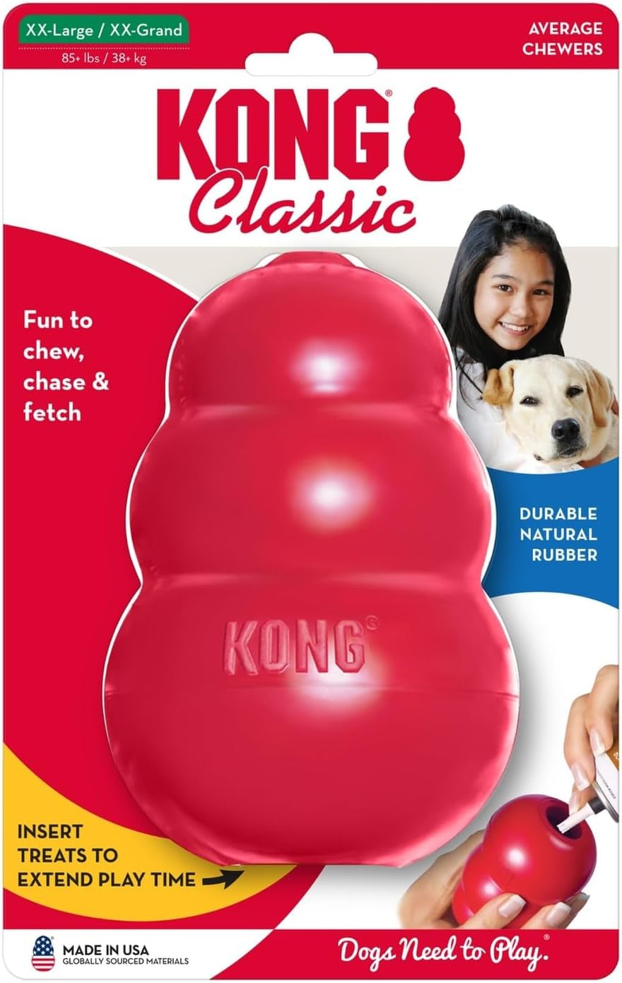 Classic Stuffable Dog Toy - Fetch & Chew Toy for Dogs - Treat-Filling Capabilities & Erratic Bounce for Extended Play Time - Durable Natural Rubber Material - for Xx-Large Dogs