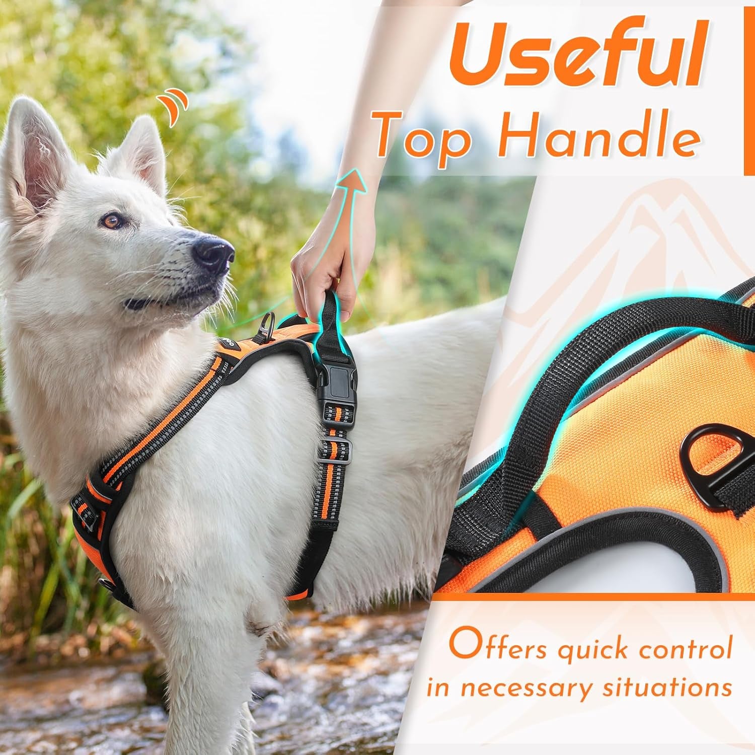 Say goodbye to pulling on walks! 🐾 Check out our comfy, adjustable dog harness for large pups! 🌟 Features reflective strips, a control handle, and no choke design. Perfect for your adventures together! 🐕✨ #DogLovers #PetGear #NoPullHarness