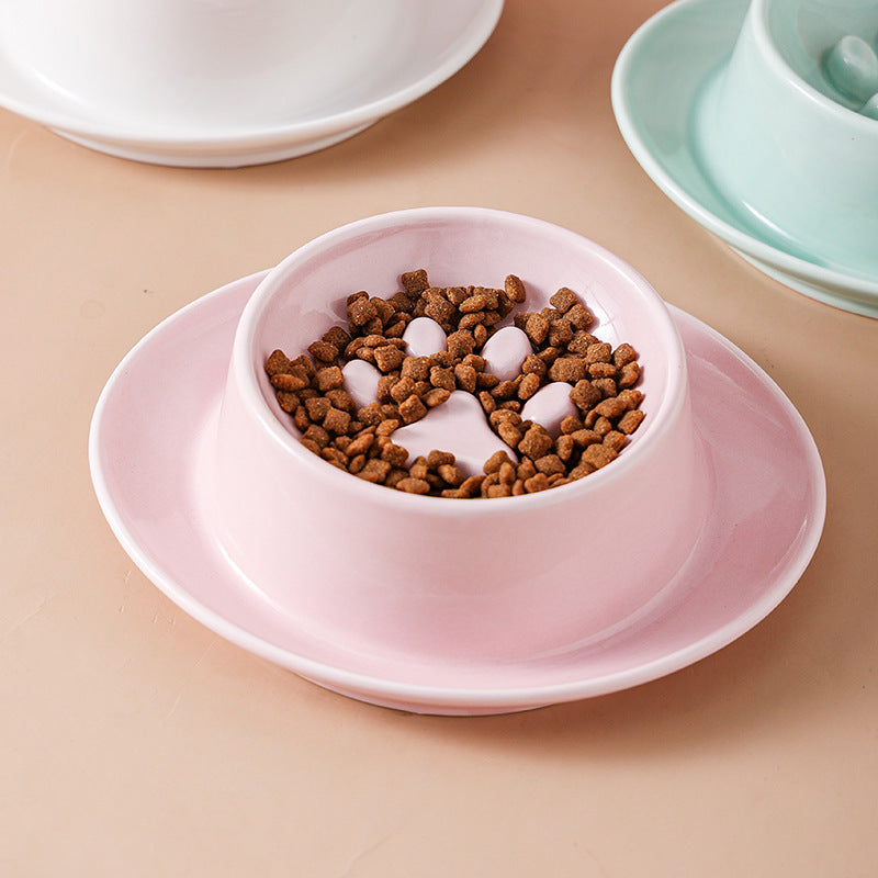 Anti-Choking Slow Food Basin Slow Food Bowl Cat Dog Neck Protection Dog Food Basin Pet Rice Basin Cat Bowl Anti-Knock Ceramic