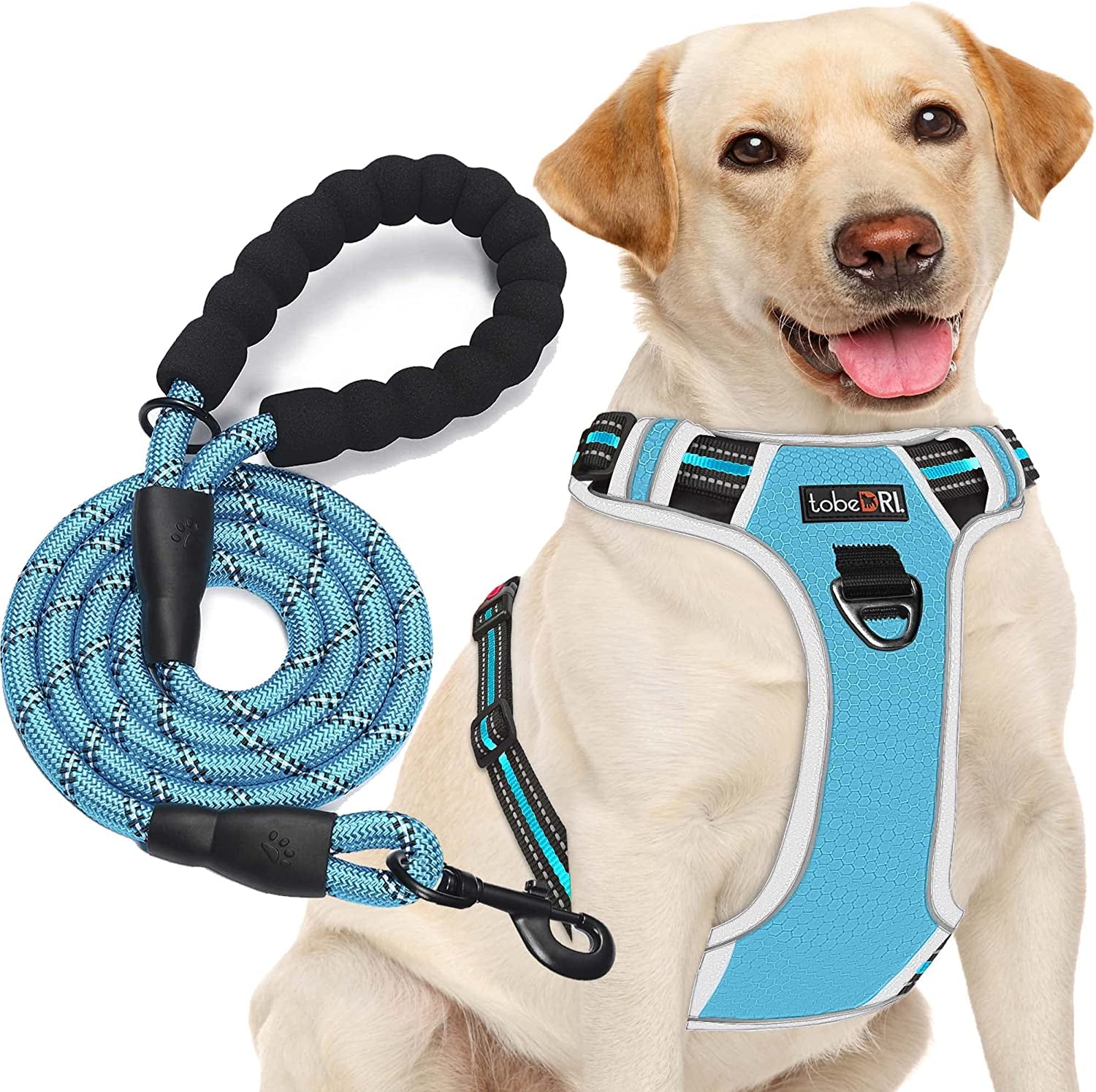 Upgrade Your Dog Walks! 🌟 Adjustable No Pull Harness + Free 5Ft Leash for Medium & Large Dogs 🐾💙 Perfect for Comfort & Control!