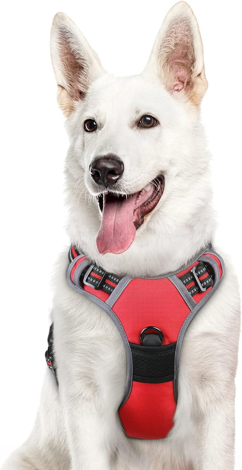 Say goodbye to pulling on walks! 🐾 Check out our comfy, adjustable dog harness for large pups! 🌟 Features reflective strips, a control handle, and no choke design. Perfect for your adventures together! 🐕✨ #DogLovers #PetGear #NoPullHarness
