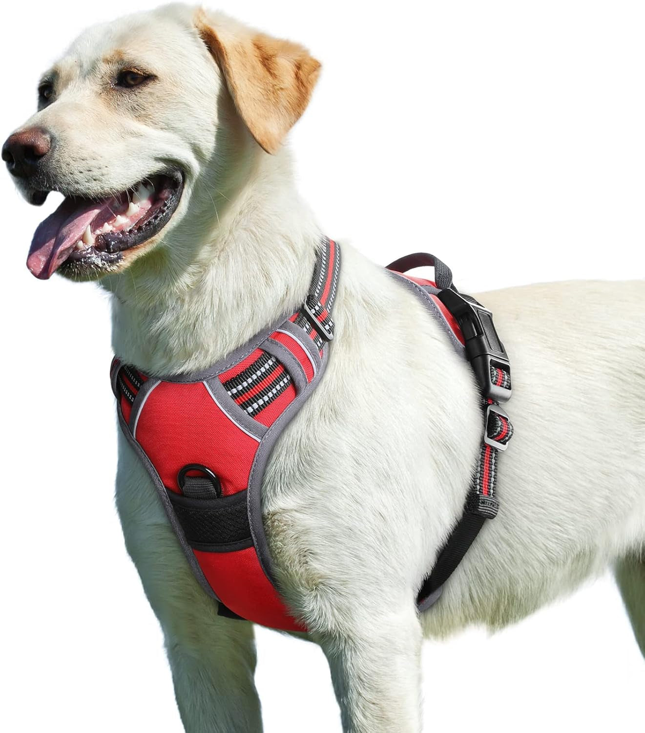 Say goodbye to pulling on walks! 🐾 Check out our comfy, adjustable dog harness for large pups! 🌟 Features reflective strips, a control handle, and no choke design. Perfect for your adventures together! 🐕✨ #DogLovers #PetGear #NoPullHarness
