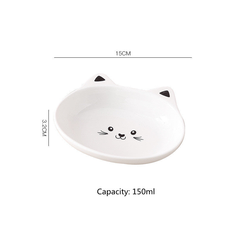 Ceramic Small Cat Face Shape Pet Food Bowl Cat Bowl Dog Bowl Universal and Easy to Clean