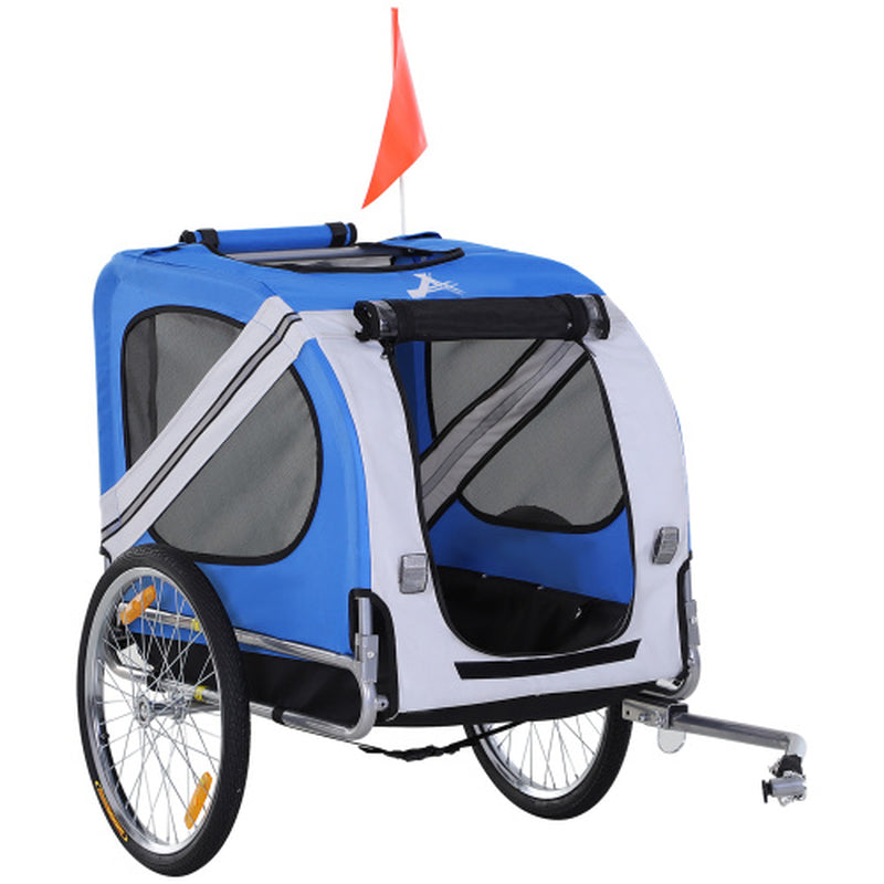 Aosom Dog Bike Trailer Pet Cart Bicycle Wagon Cargo Carrier Attachment for Travel with 3 Entrances Large Wheels for Off-Road & Mesh Screen