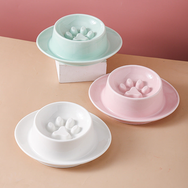 Anti-Choking Slow Food Basin Slow Food Bowl Cat Dog Neck Protection Dog Food Basin Pet Rice Basin Cat Bowl Anti-Knock Ceramic