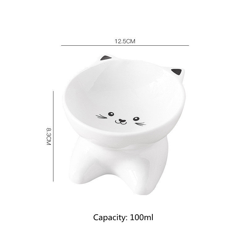 Ceramic Small Cat Face Shape Pet Food Bowl Cat Bowl Dog Bowl Universal and Easy to Clean