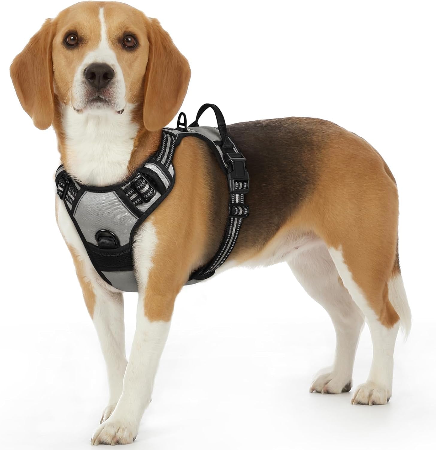 Say goodbye to pulling on walks! 🐾 Check out our comfy, adjustable dog harness for large pups! 🌟 Features reflective strips, a control handle, and no choke design. Perfect for your adventures together! 🐕✨ #DogLovers #PetGear #NoPullHarness