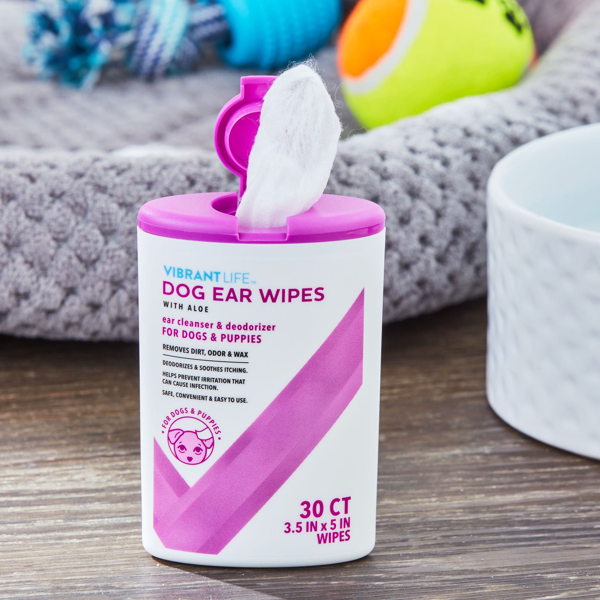 (4 Pack)  Dog Ear Wipes with Aloe, 30 Count. Cleaning Dog Ear Wipes.