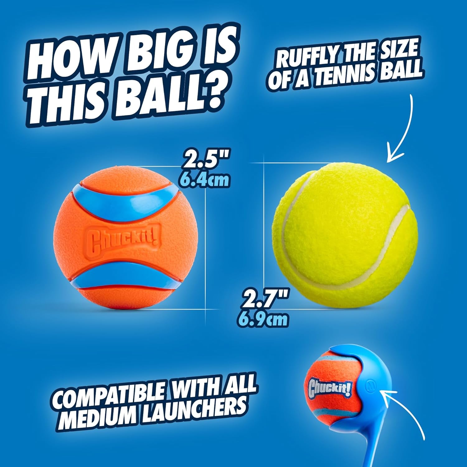 Ultra Ball Dog Toy, Medium (2.5 Inch Diameter) Pack of 1, for Breeds 20-60 Lbs
