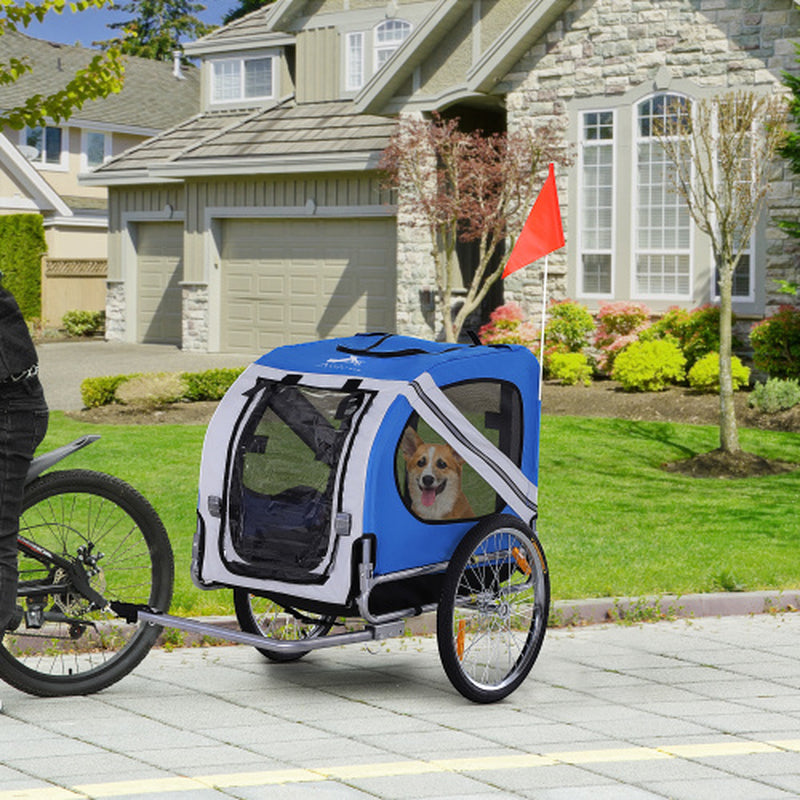 Aosom Dog Bike Trailer Pet Cart Bicycle Wagon Cargo Carrier Attachment for Travel with 3 Entrances Large Wheels for Off-Road & Mesh Screen