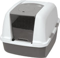 Say goodbye to litter mess! 🐾 Check out the Airsift Jumbo Hooded Litter Pan in Warm Gray/White – perfect for larger cat families! 🐱✨ Easy access for cleaning and ultimate privacy for your furry friends!