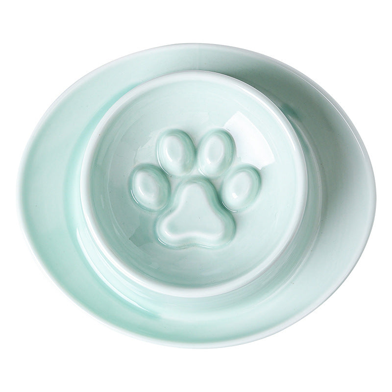 Anti-Choking Slow Food Basin Slow Food Bowl Cat Dog Neck Protection Dog Food Basin Pet Rice Basin Cat Bowl Anti-Knock Ceramic