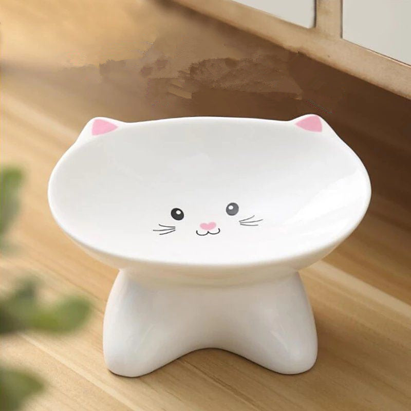 Ceramic Small Cat Face Shape Pet Food Bowl Cat Bowl Dog Bowl Universal and Easy to Clean