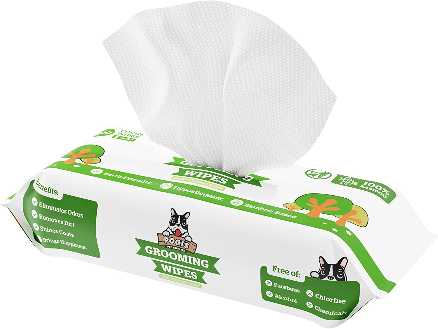 Pogi’S Dog Grooming Wipes – Hypoallergenic Pet Wipes for Paws, Body & Butt – Cleaning & Hydrating, Fragrance Free, 100-Count