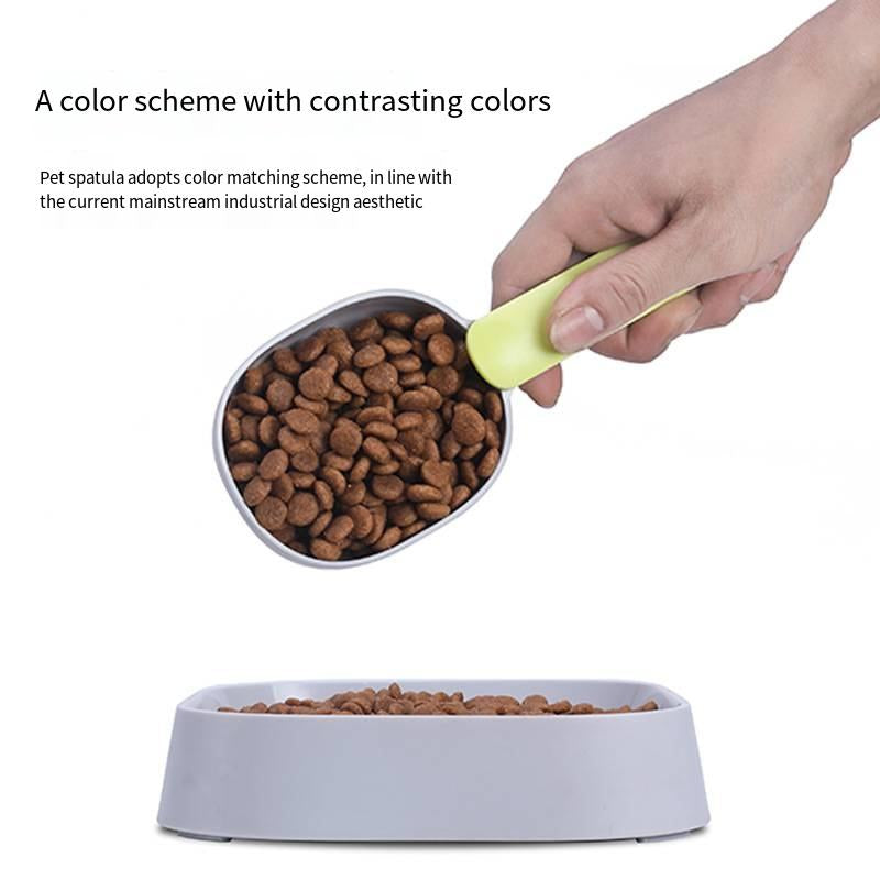 Ergonomic Pet Food Scoop with Clip Handle - Perfect for Cats, Puppies & Small Dogs - 1 Cup Measuring Spoon with Long Handle for Easy Feeding