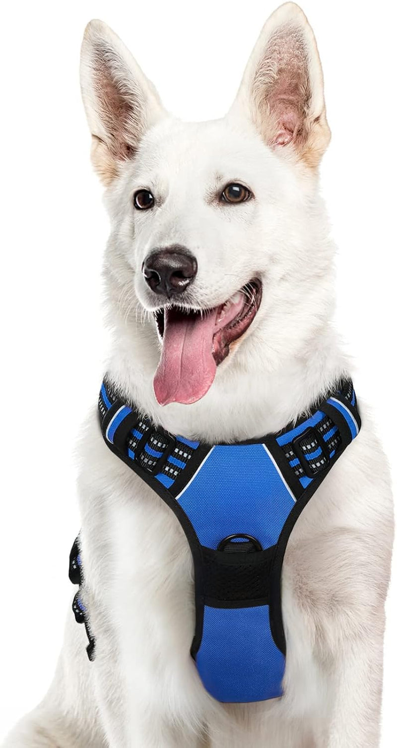 Say goodbye to pulling on walks! 🐾 Check out our comfy, adjustable dog harness for large pups! 🌟 Features reflective strips, a control handle, and no choke design. Perfect for your adventures together! 🐕✨ #DogLovers #PetGear #NoPullHarness