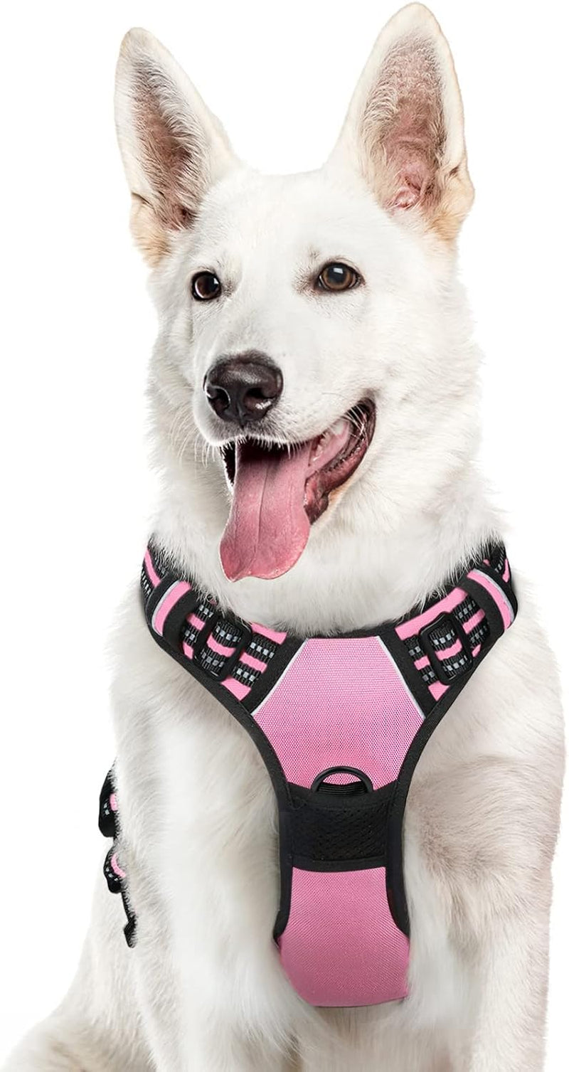 Say goodbye to pulling on walks! 🐾 Check out our comfy, adjustable dog harness for large pups! 🌟 Features reflective strips, a control handle, and no choke design. Perfect for your adventures together! 🐕✨ #DogLovers #PetGear #NoPullHarness