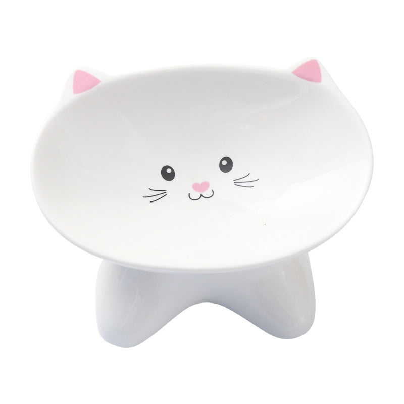 Ceramic Small Cat Face Shape Pet Food Bowl Cat Bowl Dog Bowl Universal and Easy to Clean