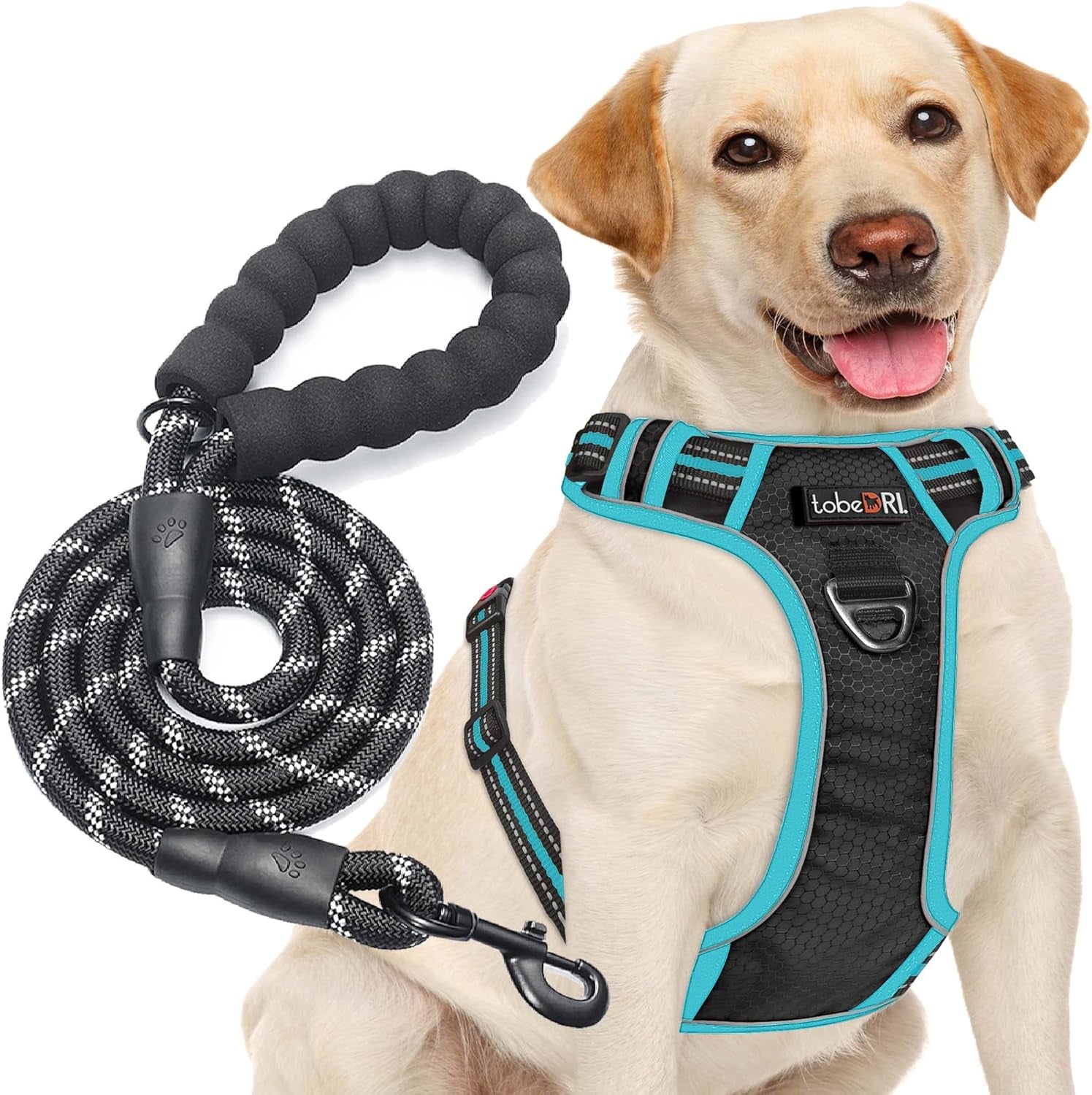 Upgrade Your Dog Walks! 🌟 Adjustable No Pull Harness + Free 5Ft Leash for Medium & Large Dogs 🐾💙 Perfect for Comfort & Control!