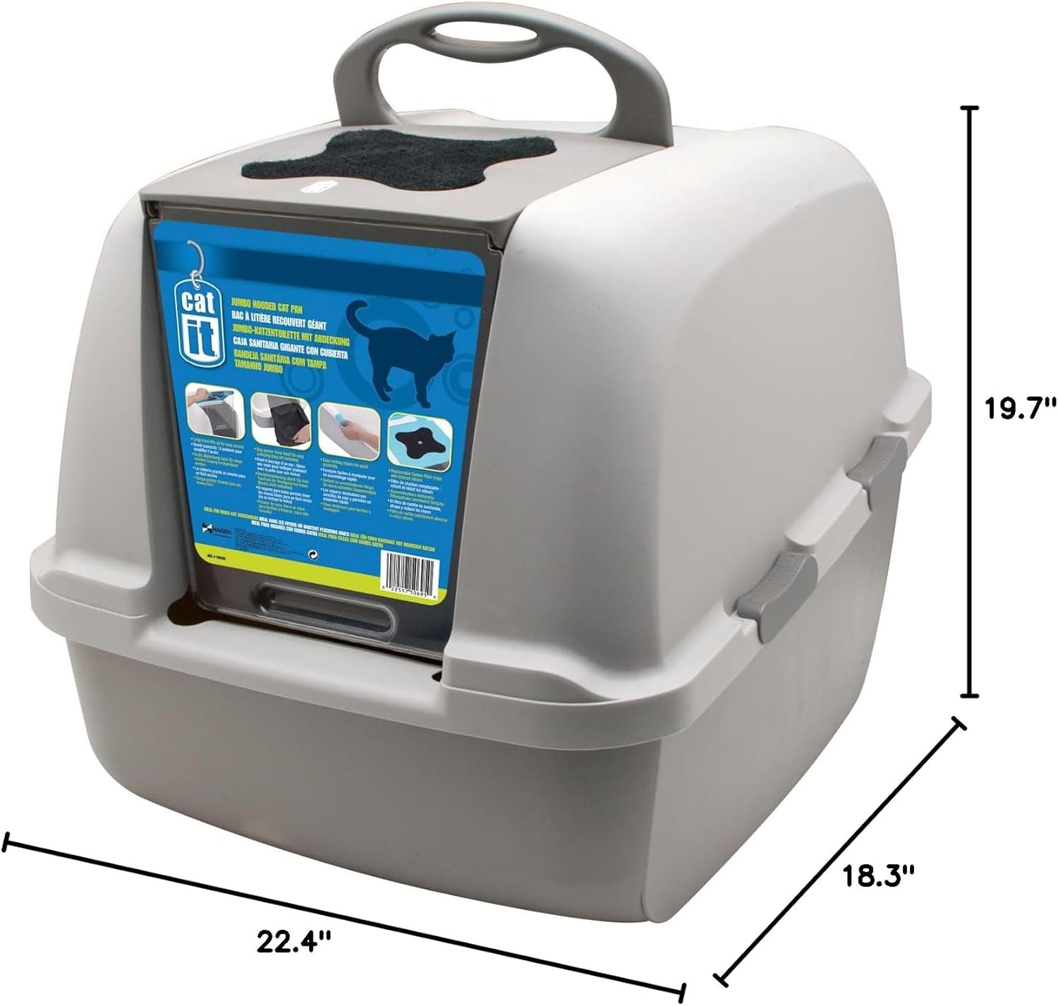 Say goodbye to litter mess! 🐾 Check out the Airsift Jumbo Hooded Litter Pan in Warm Gray/White – perfect for larger cat families! 🐱✨ Easy access for cleaning and ultimate privacy for your furry friends!