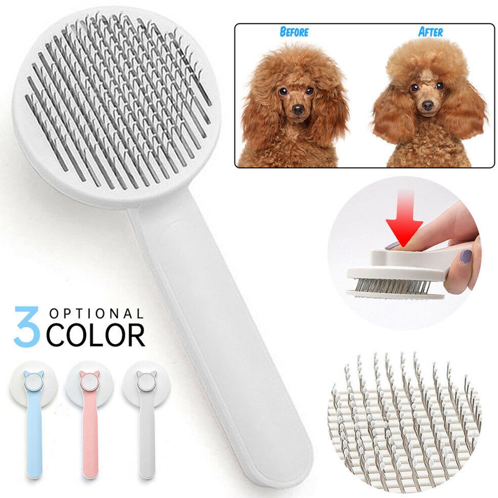 Pet Self Cleaning Cat Brushes, Cat Grooming Brush for Dogs Cats for Long Haired & Short Hair Gently to Remove Loose Undercoat, Mats Tangled