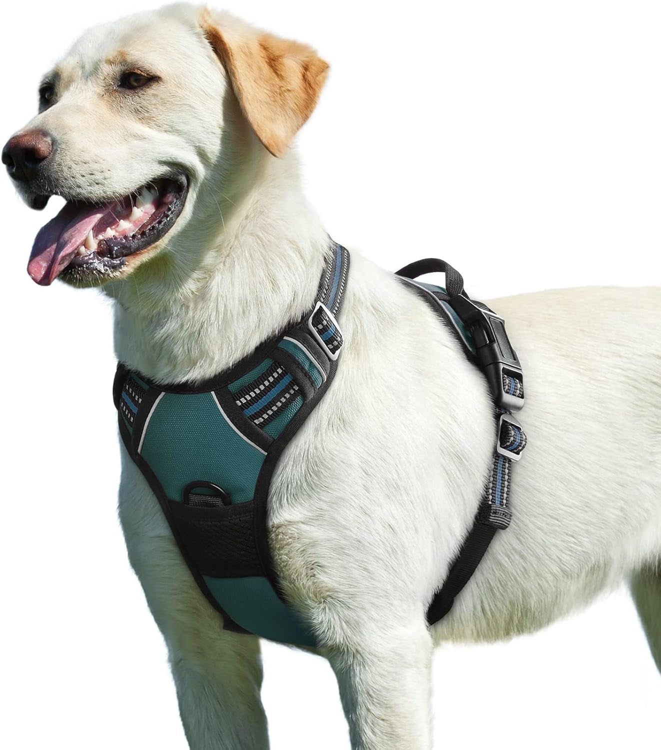 Say goodbye to pulling on walks! 🐾 Check out our comfy, adjustable dog harness for large pups! 🌟 Features reflective strips, a control handle, and no choke design. Perfect for your adventures together! 🐕✨ #DogLovers #PetGear #NoPullHarness