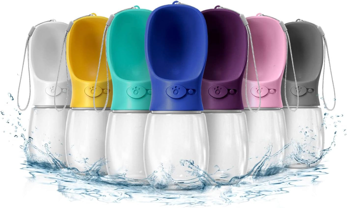 Portable Dog Water Bottle, 12 OZ, Leak Proof Puppy Water Dispenser with Drinking Feeder for Pets Outdoor Walking, Hiking, Travel, Food Grade Plastic