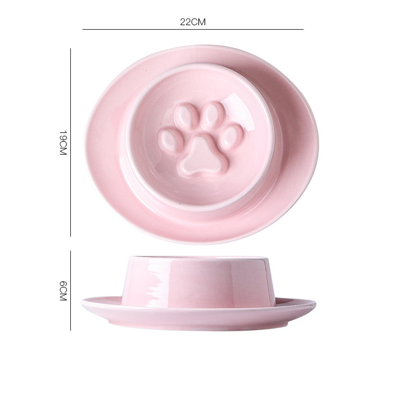 Anti-Choking Slow Food Basin Slow Food Bowl Cat Dog Neck Protection Dog Food Basin Pet Rice Basin Cat Bowl Anti-Knock Ceramic