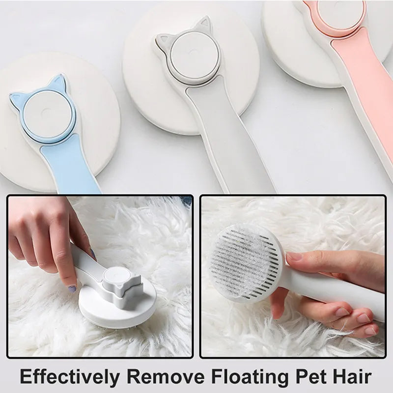 Pet Self Cleaning Cat Brushes, Cat Grooming Brush for Dogs Cats for Long Haired & Short Hair Gently to Remove Loose Undercoat, Mats Tangled