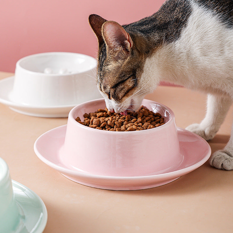 Anti-Choking Slow Food Basin Slow Food Bowl Cat Dog Neck Protection Dog Food Basin Pet Rice Basin Cat Bowl Anti-Knock Ceramic