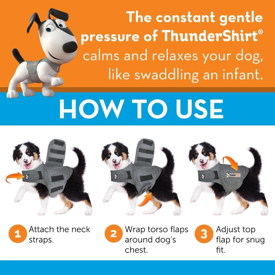 for Dogs, Small, Heather Gray Classic - Dog Anxiety Relief Calming Vest