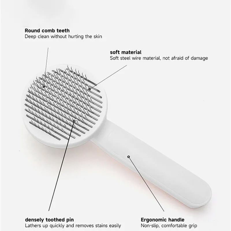 Pet Self Cleaning Cat Brushes, Cat Grooming Brush for Dogs Cats for Long Haired & Short Hair Gently to Remove Loose Undercoat, Mats Tangled