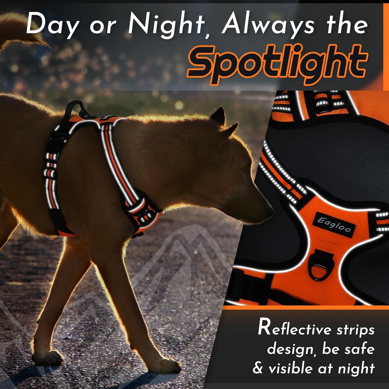 Say goodbye to pulling on walks! 🐾 Check out our comfy, adjustable dog harness for large pups! 🌟 Features reflective strips, a control handle, and no choke design. Perfect for your adventures together! 🐕✨ #DogLovers #PetGear #NoPullHarness