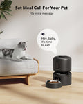 Automatic Cat Feeder, Automatic Dog Food Dispenser with Freshness Preservation, Timed Pet Feeders for Dry Food, up to 50 Portions 6 Meals per Day, Granary Black