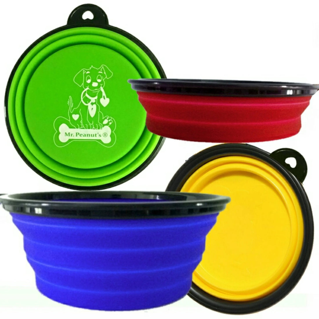 4 Pack Collapsible Silicone Travel Bowls - 12Oz