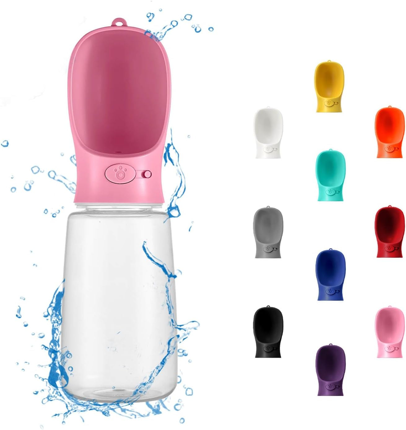 Portable Dog Water Bottle, 12 OZ, Leak Proof Puppy Water Dispenser with Drinking Feeder for Pets Outdoor Walking, Hiking, Travel, Food Grade Plastic
